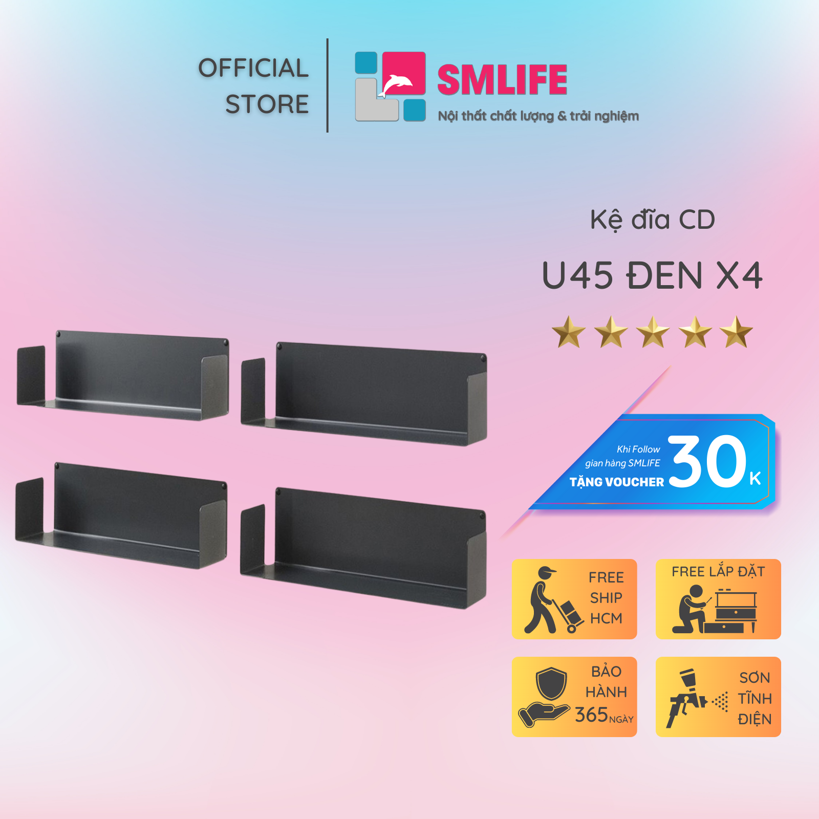 Kệ đĩa CD chữ U45 (set 4)