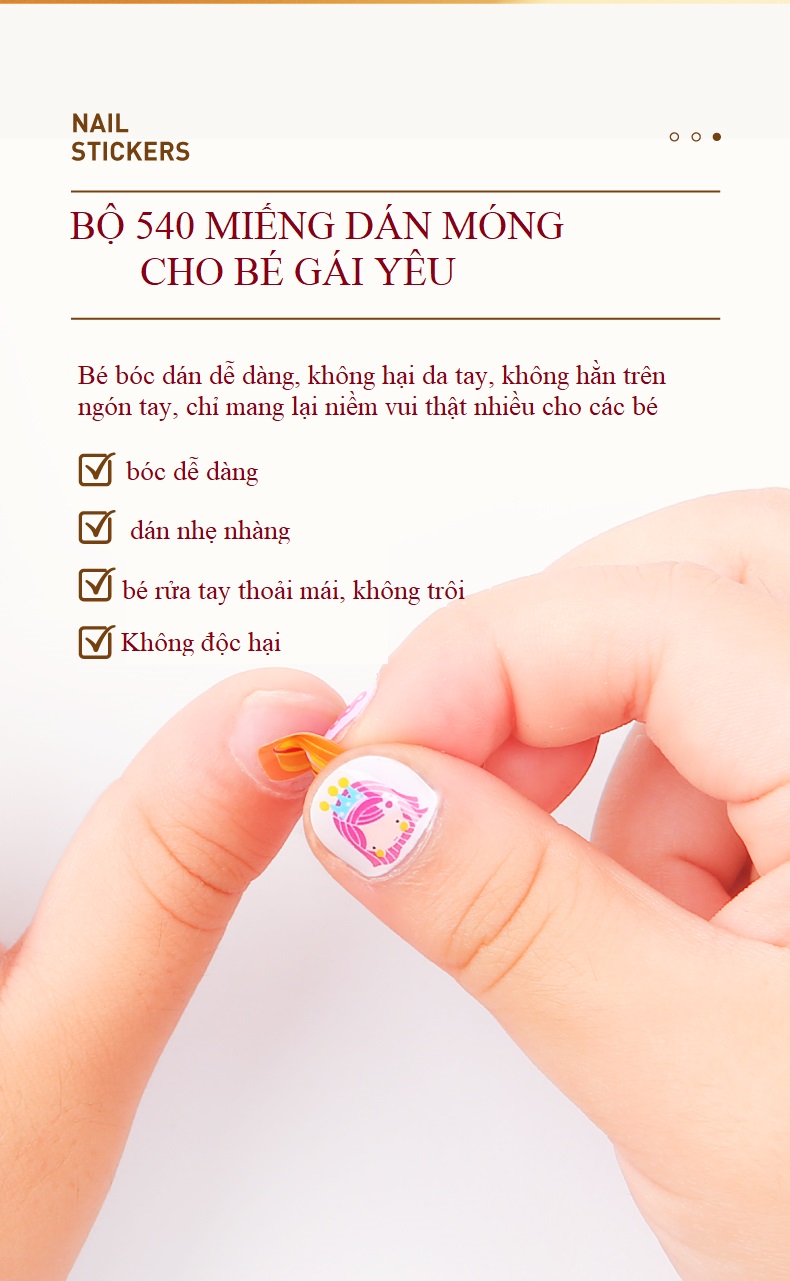 Nail Sticker - Miếng Dán Móng Tay bộ 540 miếng hàng đẹp dành cho bé từ 3 tuổi - For little sweet girl