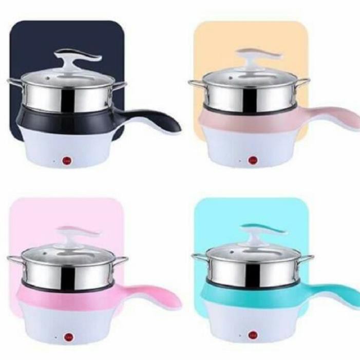 Nồi lẩu mini  kèm vỉ hấp dễ dàng nấu các món chiên, xào, rán, luộc, hấp,...- Ca nấu mỳ 2 tầng nắp trong quan sát được bên trong có quai cầm chống nóng thông minh