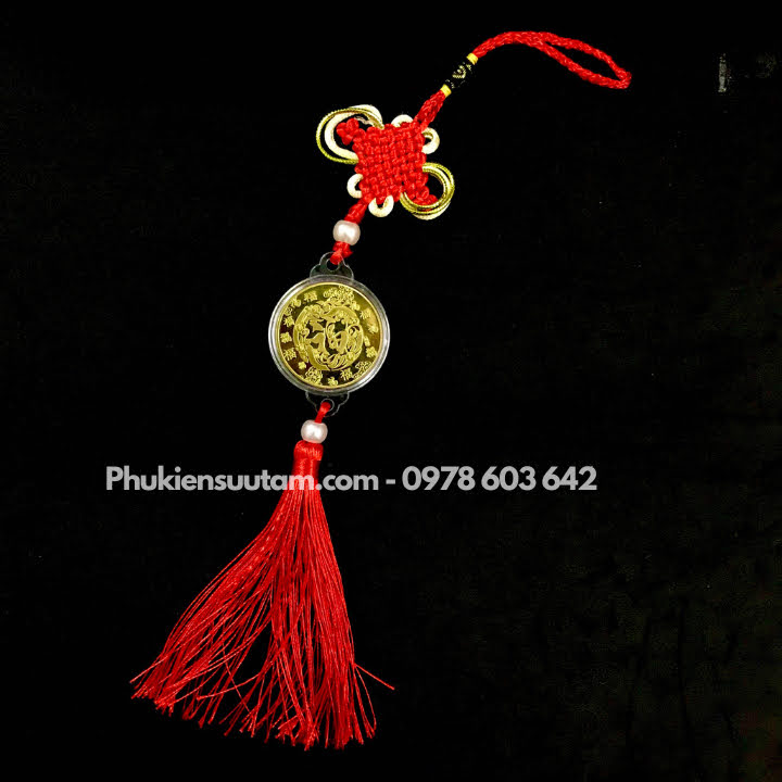 Dây Treo Xu Tỳ Hưu Mạ Vàng In Màu, kích thước: 33cmx4.5cm, màu vàng - SP005940