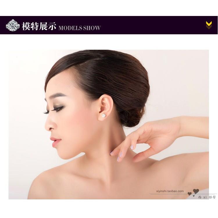 Hoa tai bạc ý, bông bạc tai unisex bac 925 phong cách nam nữ vương miện đinh đá AAA khí chất Hàn Quốc.
