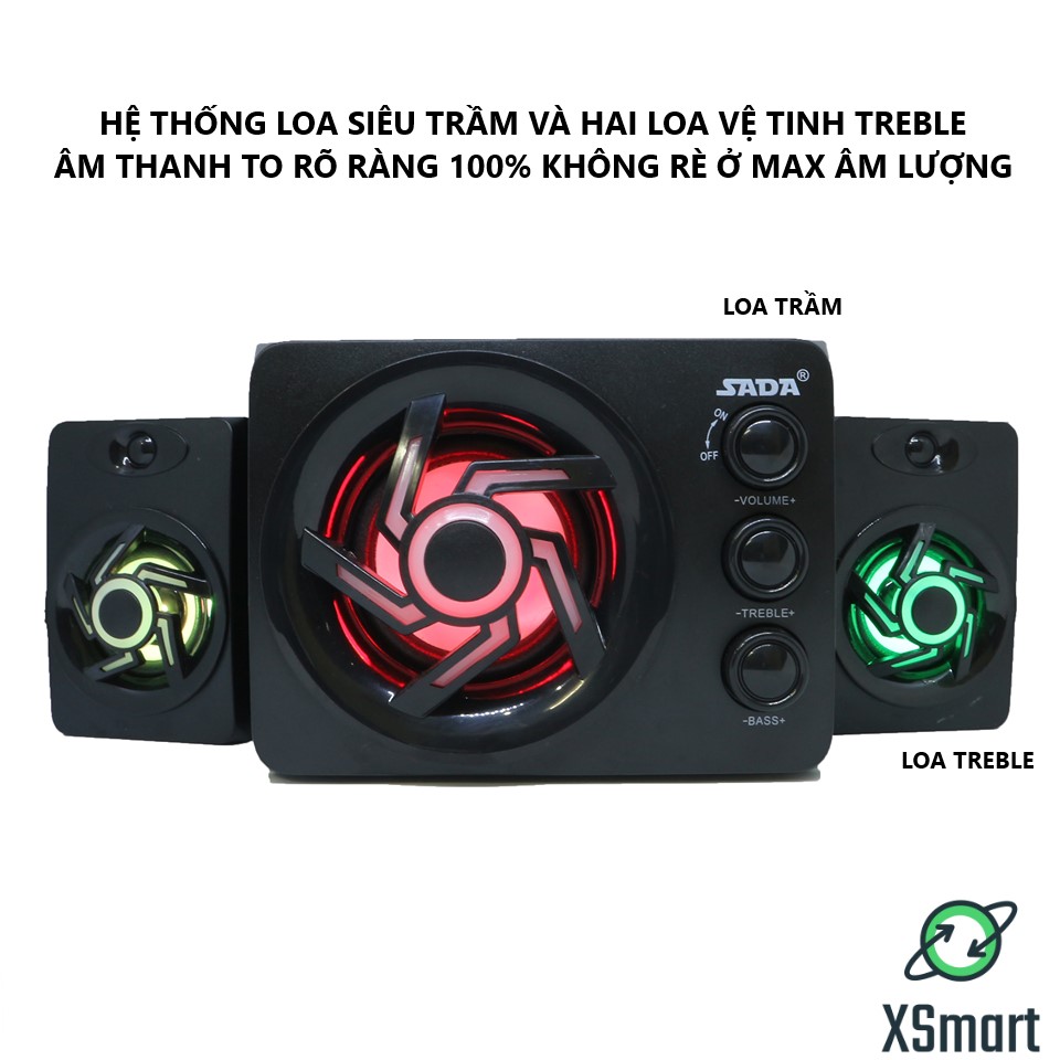 Loa Vi Tính Bluetooth Gaming XSmart SADA D-209 Super Bass Phiên bản nâng cấp của 2GOOD Dùng Cho PC Laptop Điện Thoại - Hàng Chính Hãng