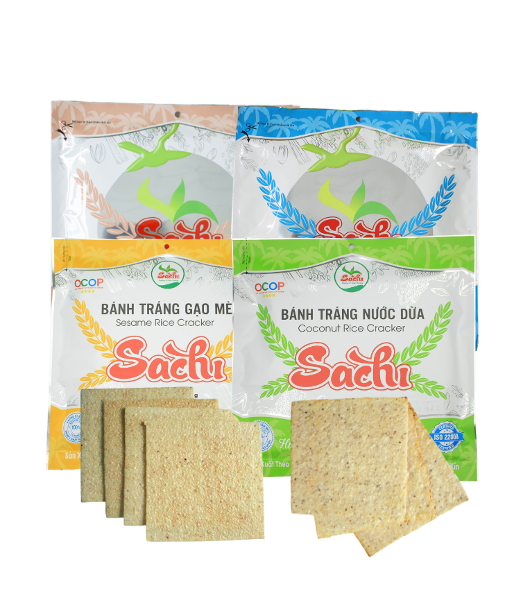 Thùng 50 Gói Loại 70Gram, Bánh Tráng Nước Cốt Dừa Cao Cấp Nướng Sẵn Sachi