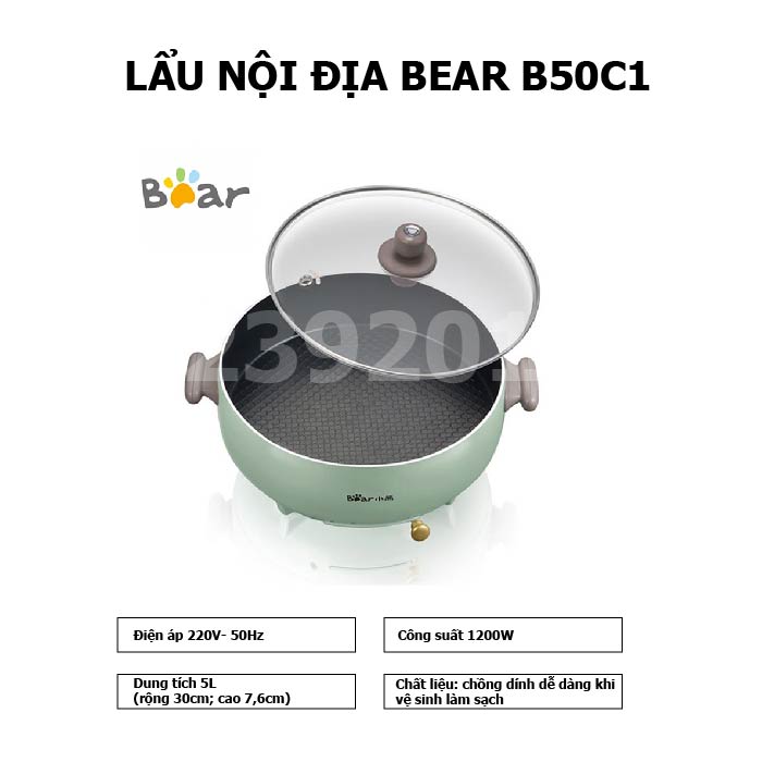 Nồi Lẩu nội địa Bear B50C1 - Hàng Chính Hãng