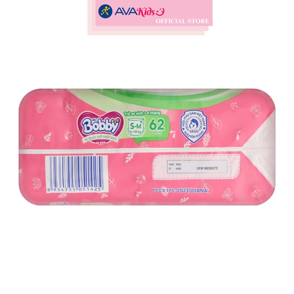 Tã quần mở một bên Bobby size S-m 62 miếng (6 - 10 kg)