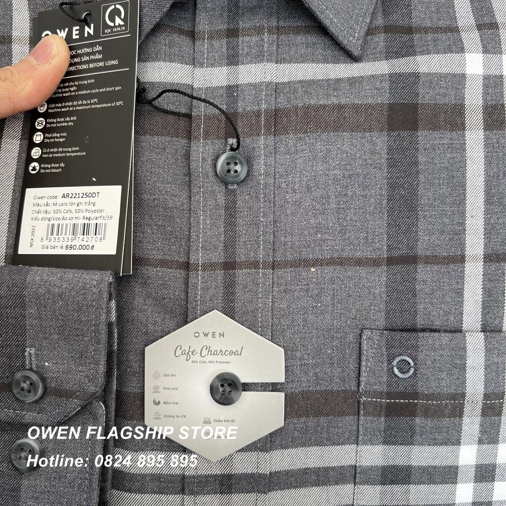 Áo Sơ mi Owen nam dài tay dáng Regular sợi Cafe mềm mịn Mã AR221250DT