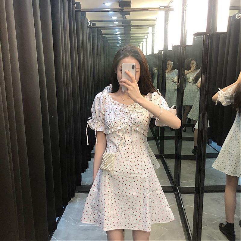 MS8846 Váy đầm xoè tay bồng chiết ngực cách điệu