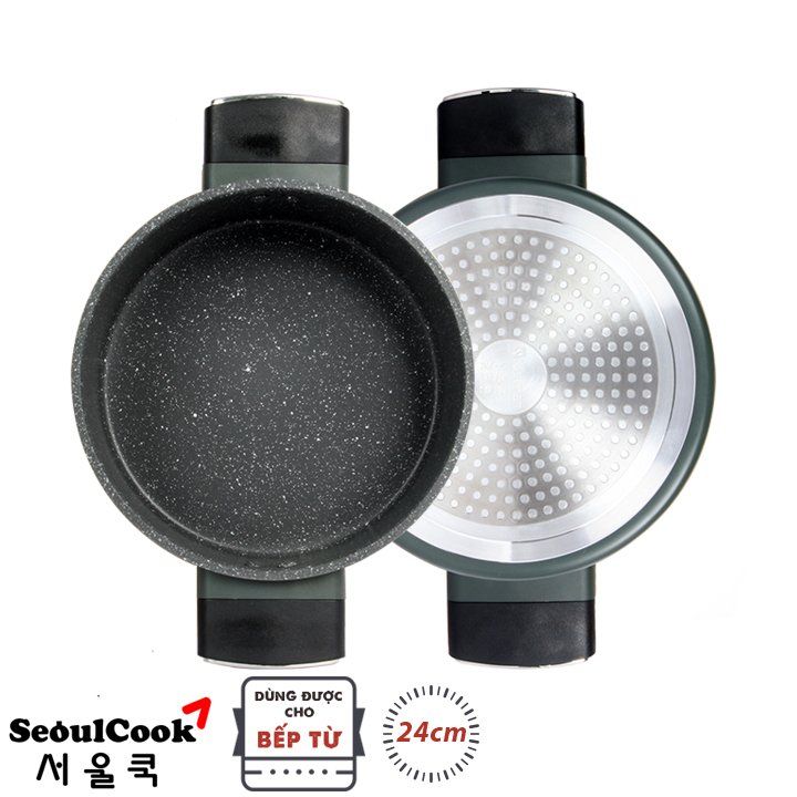 Combo nồi 20cm + nồi 24 cm đáy từ/Induction cao cấp Hàn Quốc Seoulcook Healthy, thiết kế hiện đại, dùng được tất cả các bếp - Hàng chính hãng