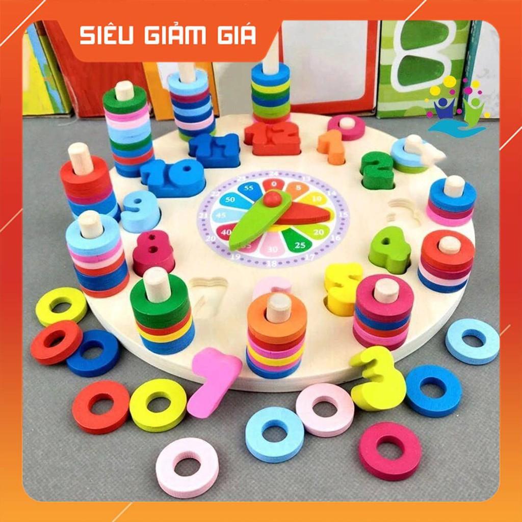 Đồng Hồ Cột Tính Montessori - Đồ Chơi Bằng Gỗ Thông Minh Giúp Phát Triển Trí Tuệ, An Toàn Cho Bé
