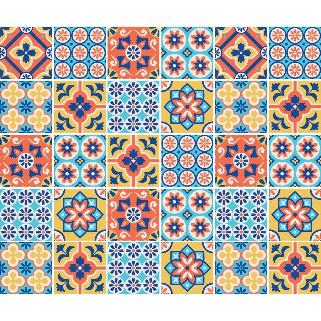 Decal Gạch Bông C9 - Set 30 ô 20x20cm - Decal dán tường, bếp, Trang trí nhà cửa
