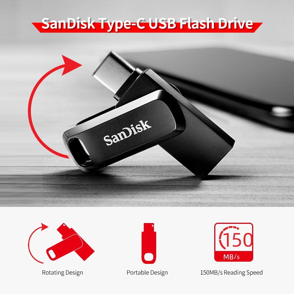 Ổ đĩa flash USB cổng kép 64GB SanDisk Ultra Dual Drive Go Portable U Disk USB 3.1 Đĩa U Type-C tốc độ cao cho PC điện thoại