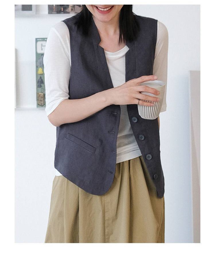 Áo Blazer Nữ Chất Linen - Vest Không Tay Dáng Rộng Chất Linen Cao Cấp Hàng May Đũi Việt