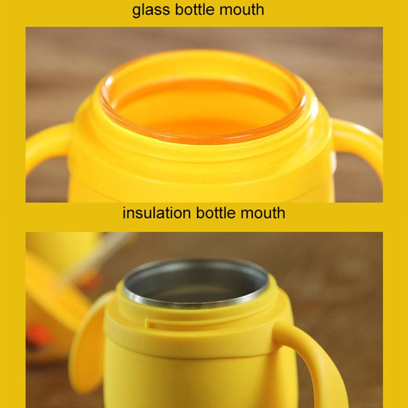 Phim hoạt hình Gà Bé Chai Thủy Tinh Cách Nhiệt Chai Cho Nước Trẻ Em Xách Tay Ống Hút Cup Creative Gift 2 Phong Cách Ly Uống Nước