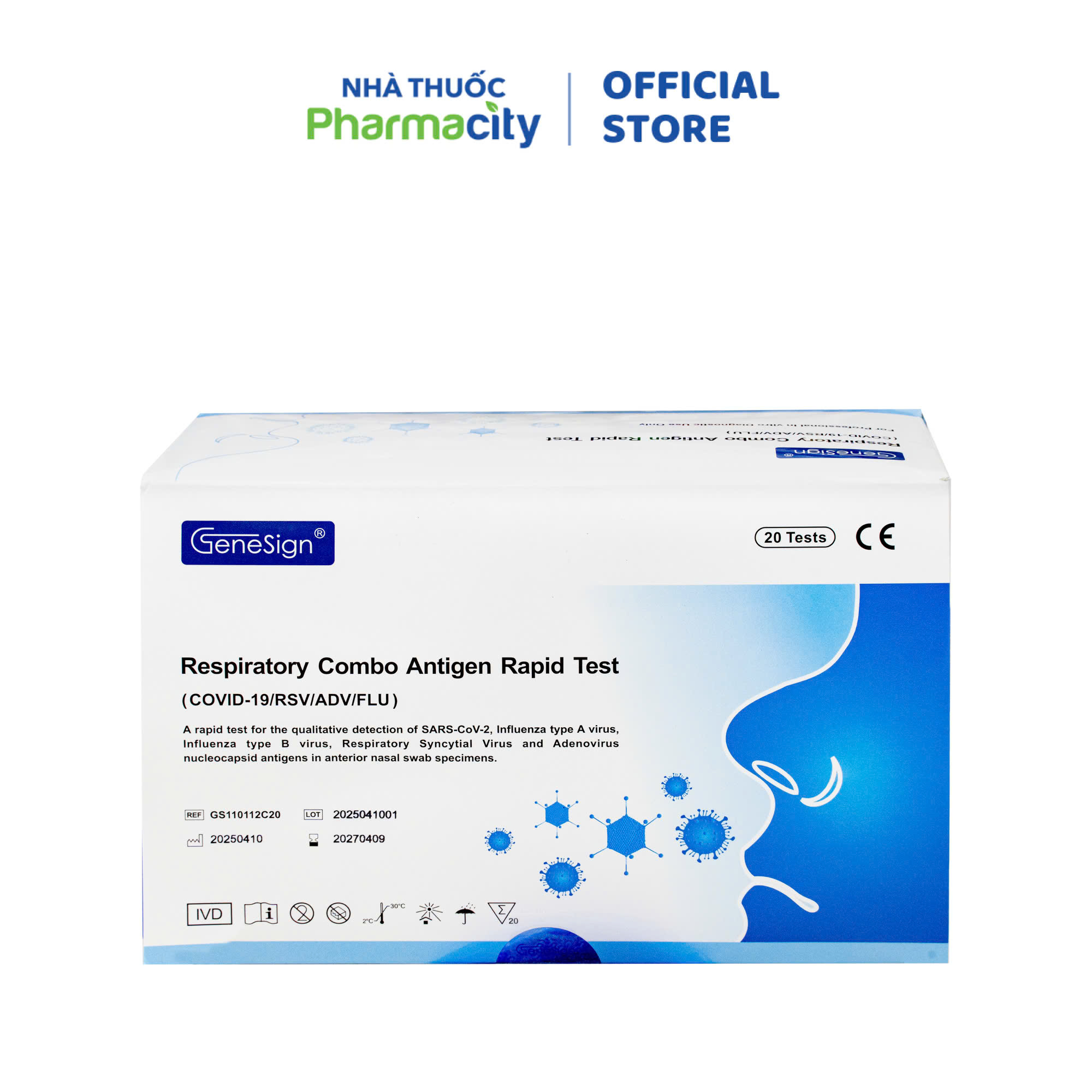 Bộ Test nhanh định tính kháng nguyên Genesign Test Respiratory Combo Covid,Cúm A/B,RSV,ADV