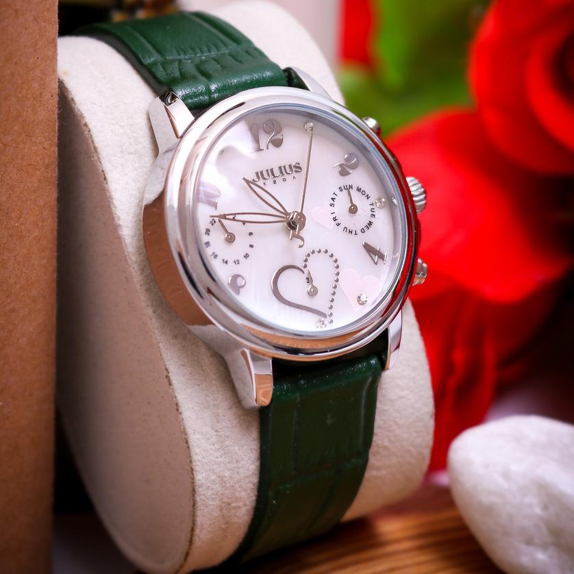 Đồng Hồ Nữ Chính Hãng Julius Cao Cấp Dây Da Chống Nước Kính Khoáng Mặt Tròn Đường Kính 35mm JA-844D1