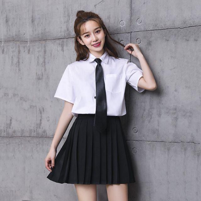 Set ulzzang áo sơ mi váy tennis học sinh ( kèm cavat