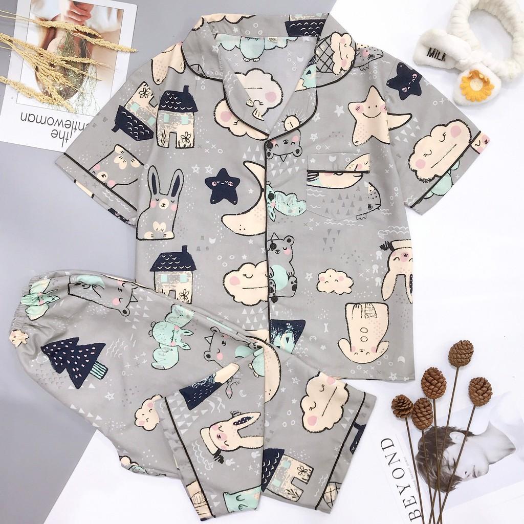 -Bộ Đồ Ngủ Pijama Tay Ngắn Quần Lửng