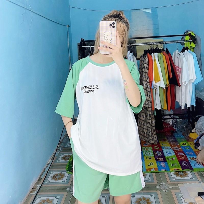 Bộ Đùi cotton tay lỡ Unisex . Bộ Phối zalang Quần 3 sọc đùi