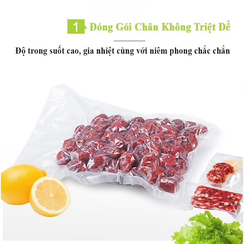 Túi Hút Chân Không Hai Mặt Trơn, Bộ 100 túi hút chân không Thực Phẩm pa pe trơn dày 8 zem đủ size