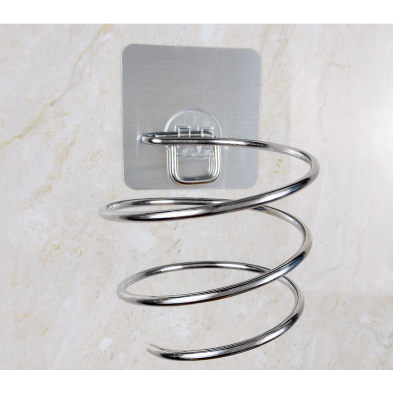 Dụng cụ treo máy sấy tóc bằng Inox, giá treo dạng chôn ốc có miếng gián gắn tường không cần khoan