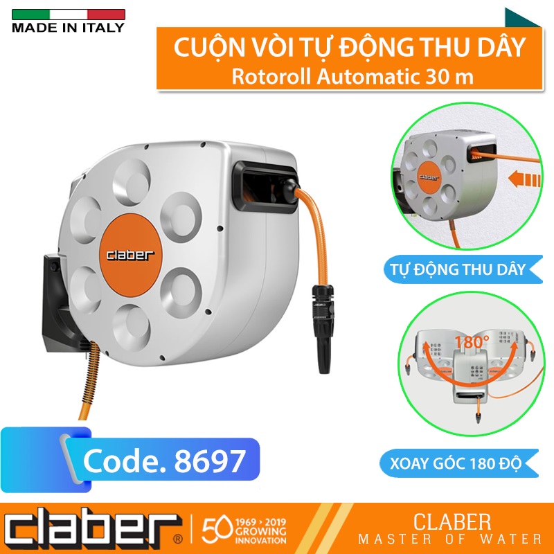 Cuộn vòi tự động thu đây 30m Claber 8697