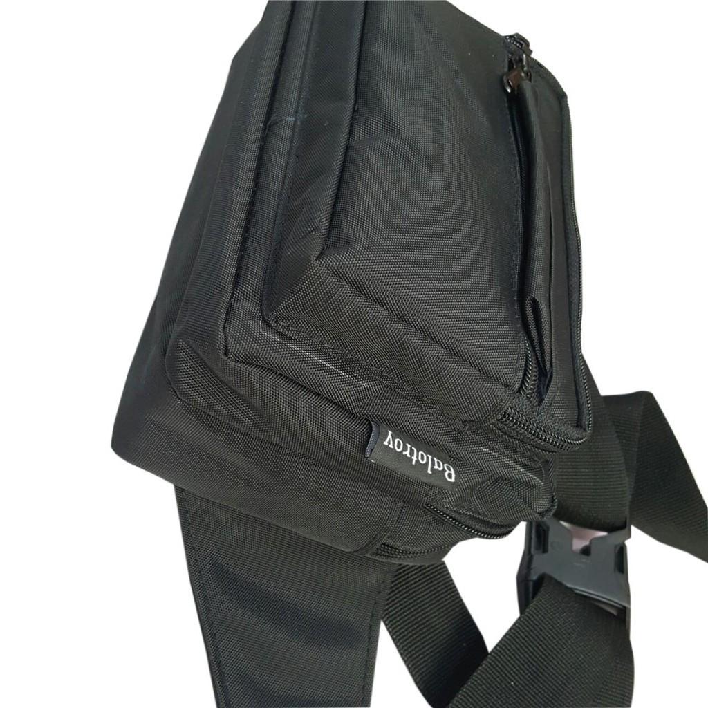 Túi đeo chéo nam - Túi bao tử Full đen chất vải PVC dày dặn cao cấp 3 ngăn
