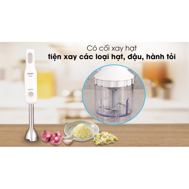 Máy Xay Cầm Tay Đa Năng Philips HR2537 650W - Xay Mịn| Hàng Chính Hãng
