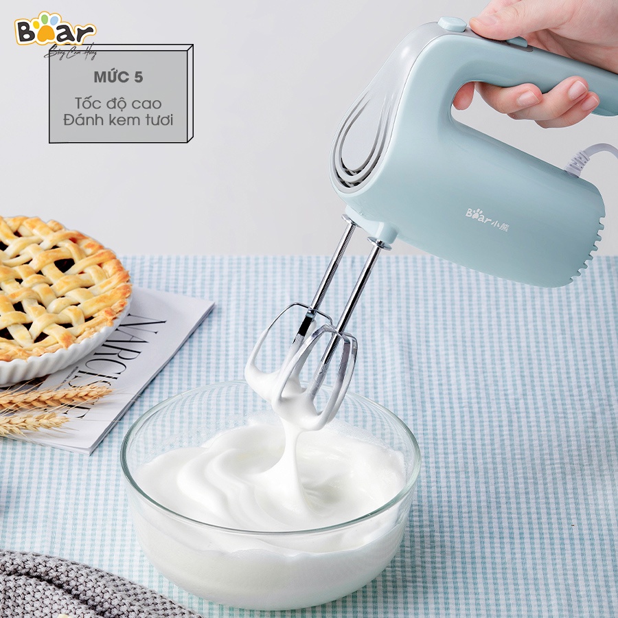 Máy đánh trứng cầm tay Bear DDQ-B02P5 5 tốc độ, làm bánh kem - Hàng chính hãng