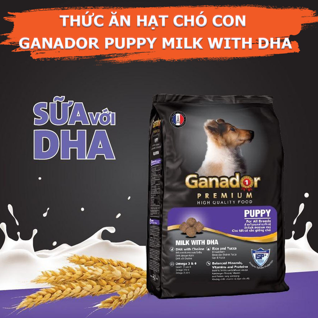 Combo 5 Gói Thức Ăn Hạt Chó Con Vị Sữa Ganador Puppy Milk with DHA Gói 400g - YonaPetshop