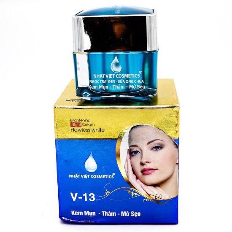 KEM NHẬT VIỆT COSMETICS NGỌC TRAI ĐEN SỮA ONG CHÚA MỤN, THÂM, MỜ SẸO ( V13, 13G)