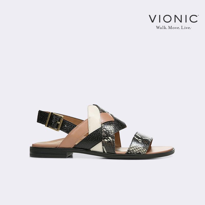 Giày Sandal Nữ VIONIC Kendra Ray Snk Lthr BLACK BROWN