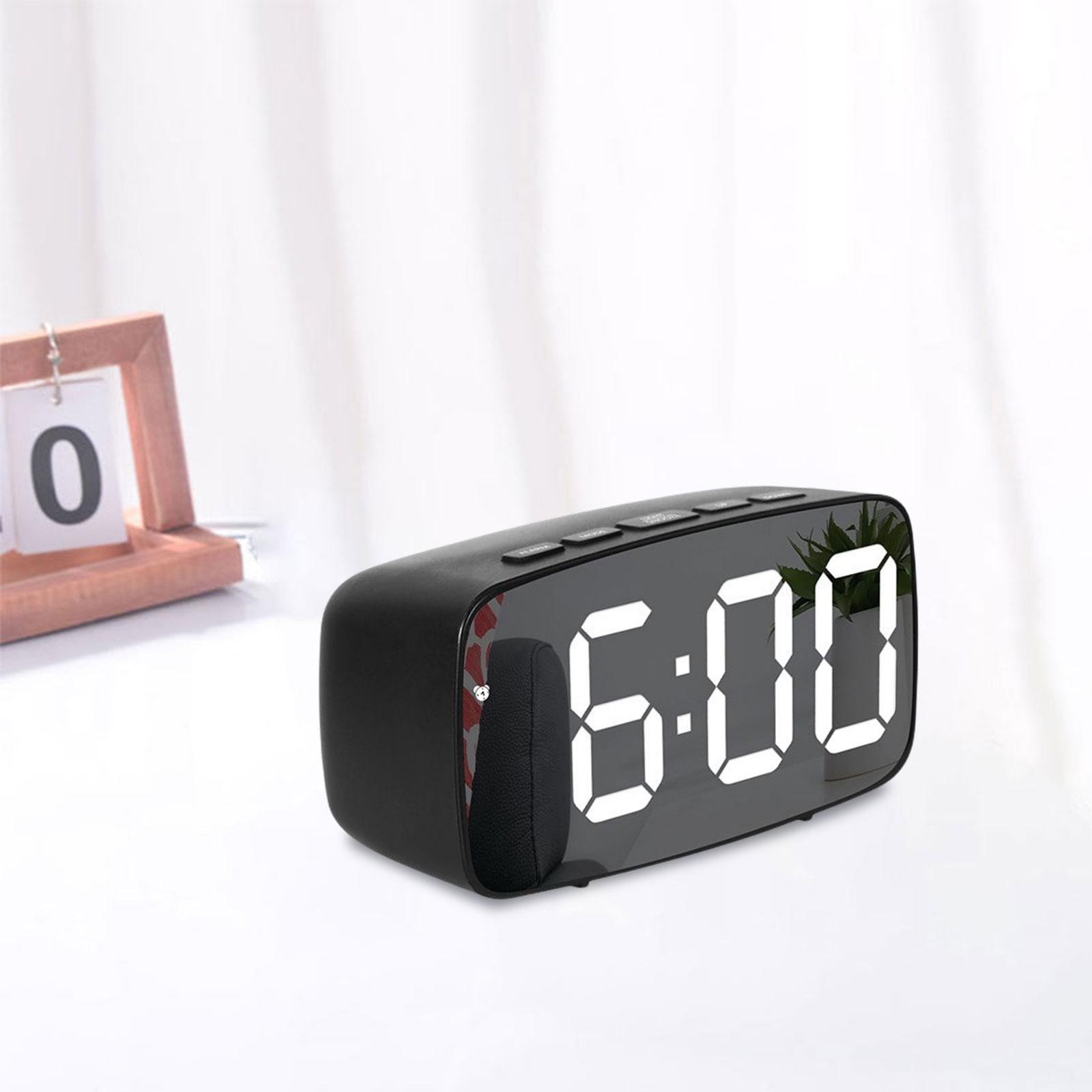 Digital LED Alarm Clock Bedroom Mirror Surface Snooze Bedside