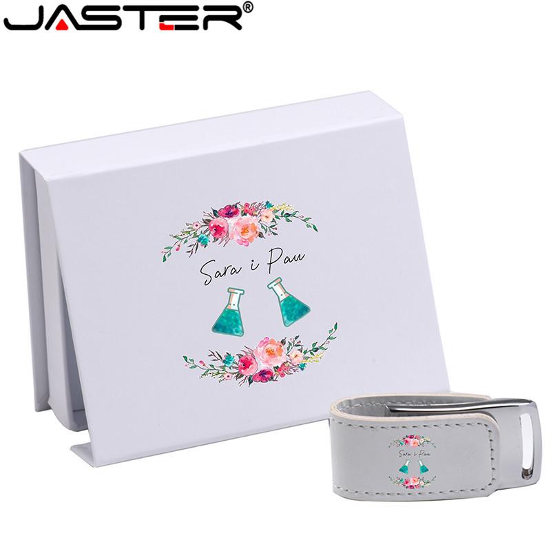 JASTER Tùy Chỉnh Cho Quà Tặng 2.0 Ổ Bút Flash 64GB 32GB 4GB 8GB 16GB Pendrive Usb Da hộp Màu Trắng