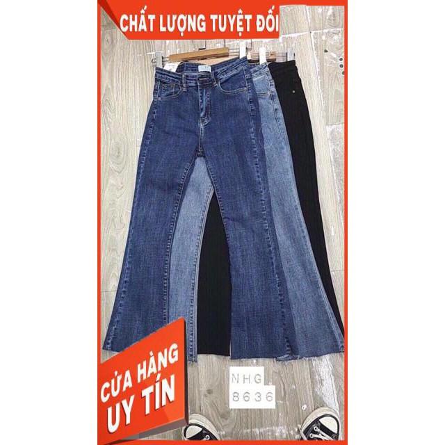 Quần jeans ống loe lửng 9 tấc 3 màu