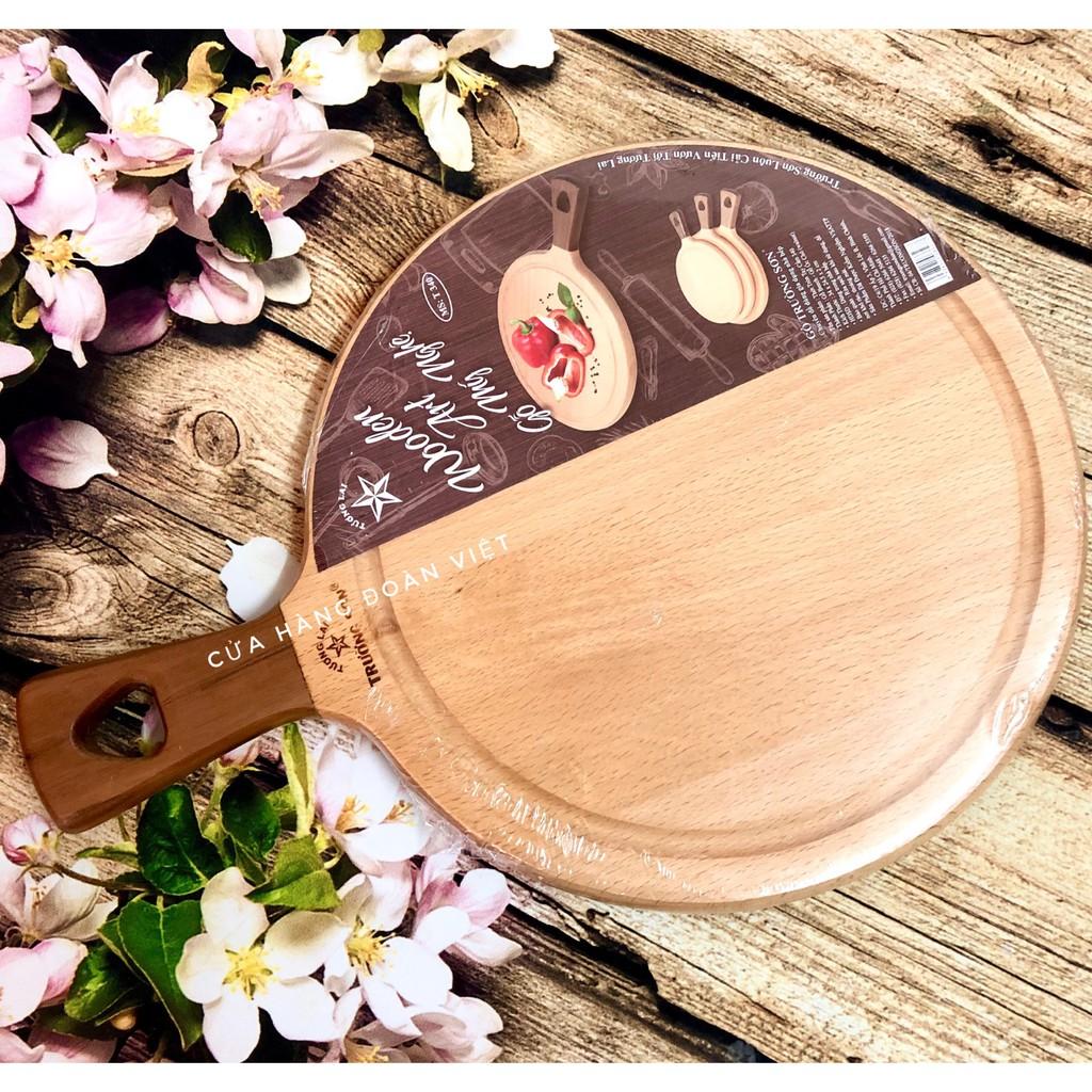 Thớt Gỗ Tròn Cao Cấp 24 *34cm - Kháng Khuẩn Cao