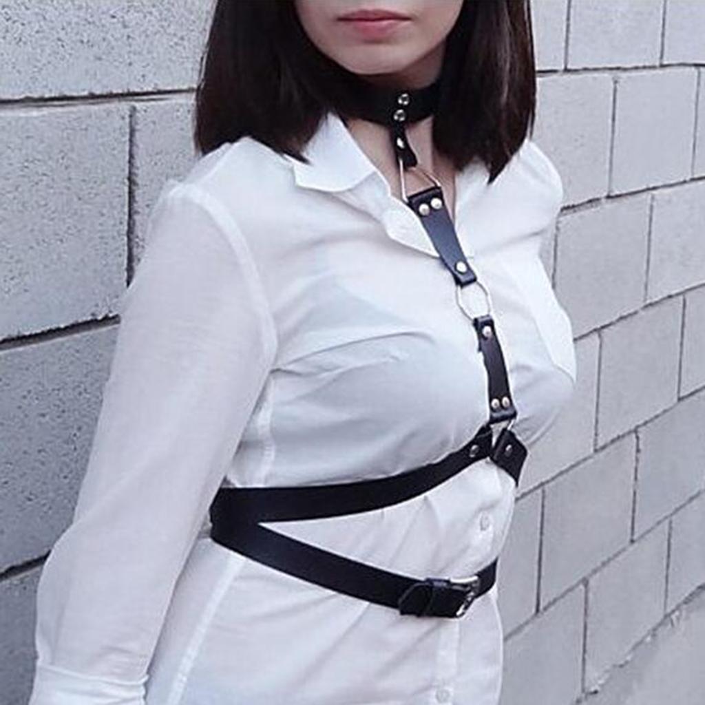 Women's PU Leather Harness Adjustable Waist Belt Gothic Body Straps