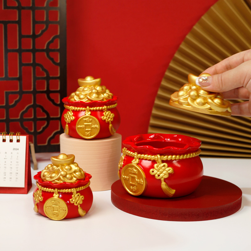 Combo 2 Hủ Đựng Muối Gạo Chiêu Tài Lộc , Túi Thần Tài May Mắn Trang Trí Ban Thờ Thần Tài