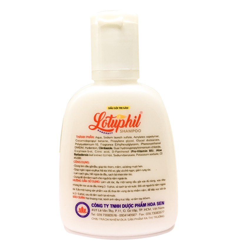 Lotuphil Shampoo 100ml, Dầu Tắm Gội 2 Trong 1, Hết Gàu, Hết Ngứa, Phục Hồi Tóc Khô, Xơ Chẻ Ngọn