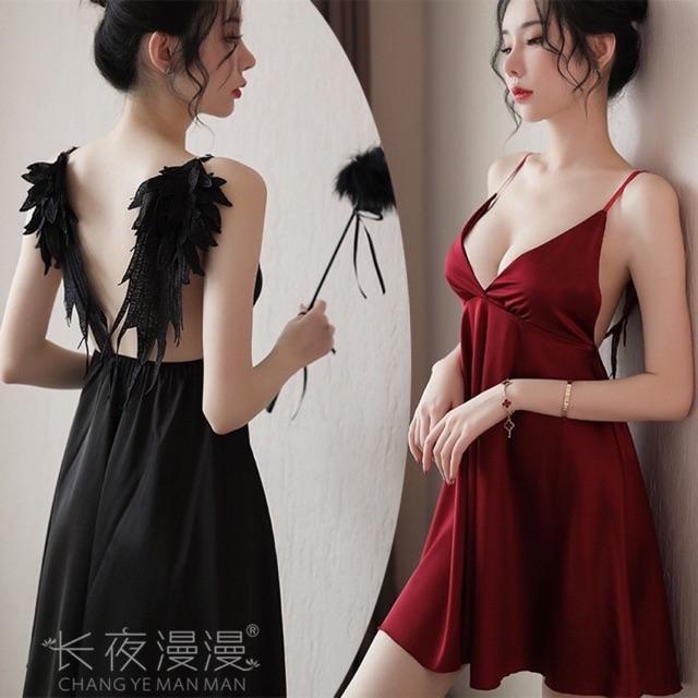 Đầm ngủ lụa cao cấp cosplay thiên thần - ác quỷ T140 GIAO HOẢ TỐC HCM