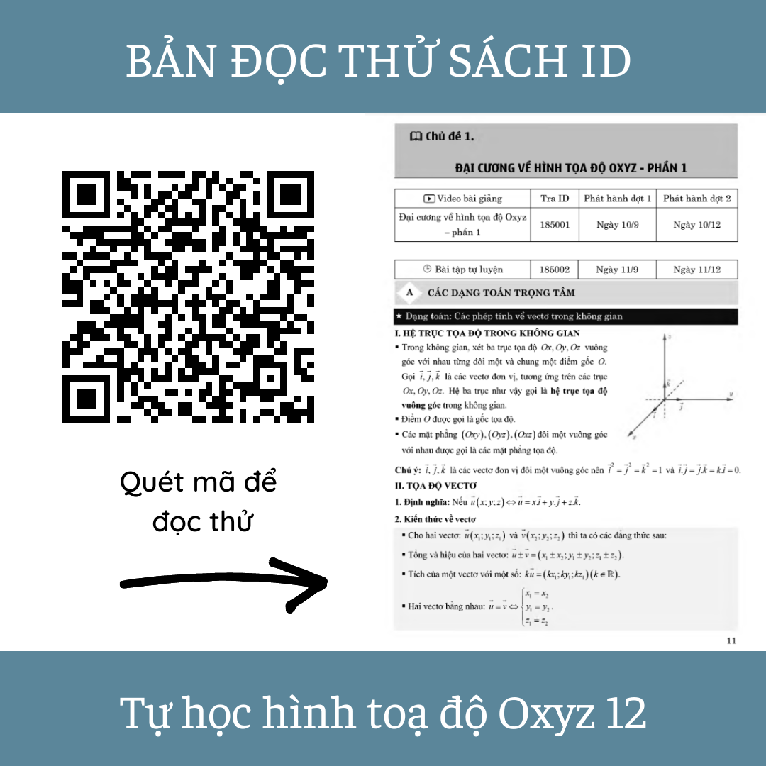 Sách ID hay ôn thi THPT Quốc gia 2021 môn Toán Tự học Hình tọa độ không gian OXYZ