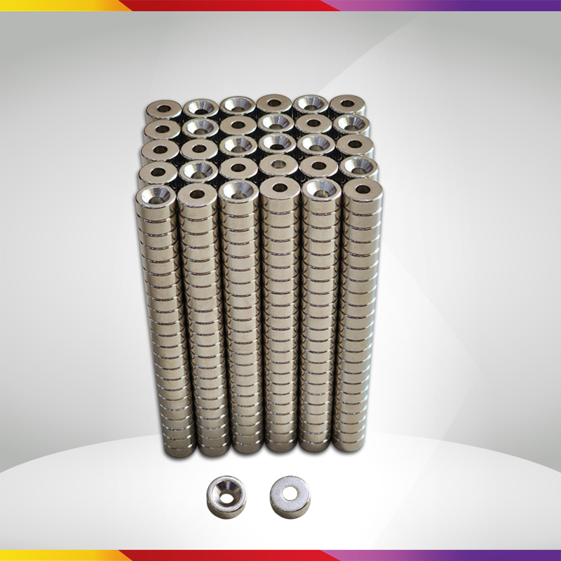 Bộ 10 Viên Nam Châm Đất Hiếm Loại Tròn 12x5mm Lỗ Vát M4 Lực Từ N35 Cực Mạnh