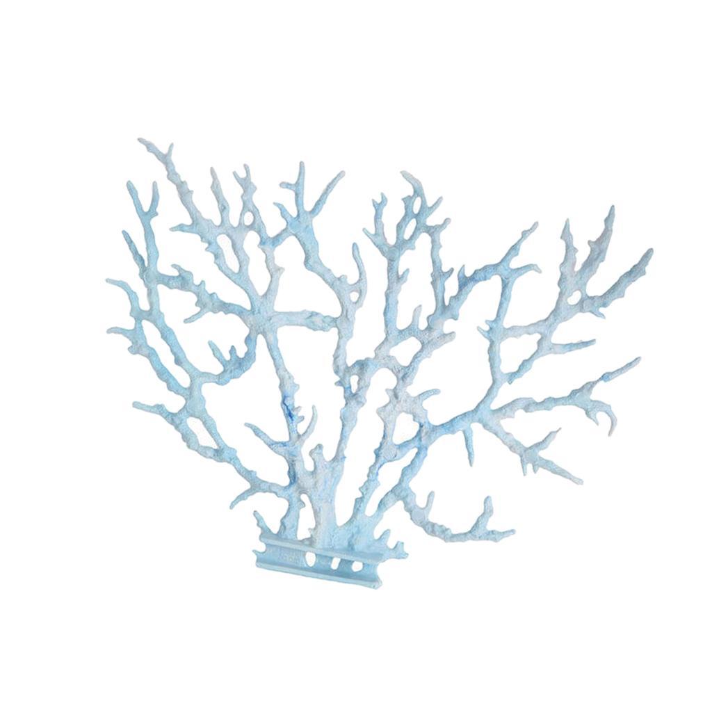 Artificial Plant Plastic Coral f/ Aquarium Fish Tank Background Decor L Blue