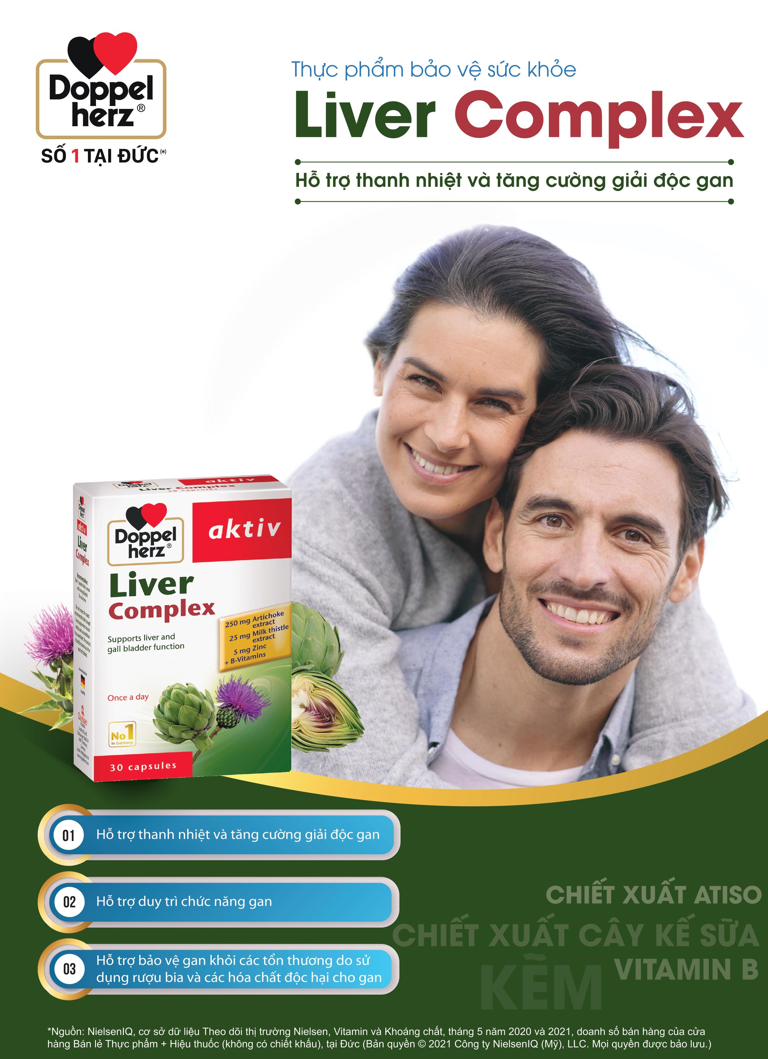 Viên uống hỗ trợ giải độc gan, hạ men gan Doppelherz Aktiv Liver Complex