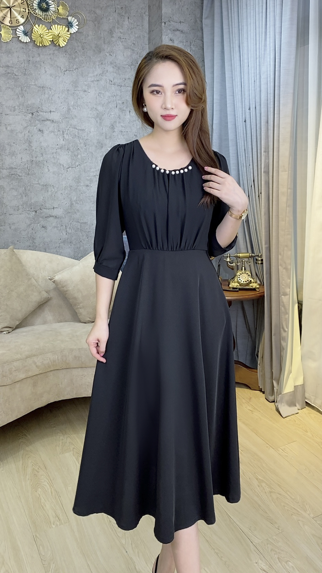 Đầm Suông Dáng Dài [ Linh Trà ] (TM 476) Cao Cấp Vải Voan Chiffon Cực Đỉnh Sang Chảnh Quý Phái Dành Riêng Cho Mẹ Cho Bà