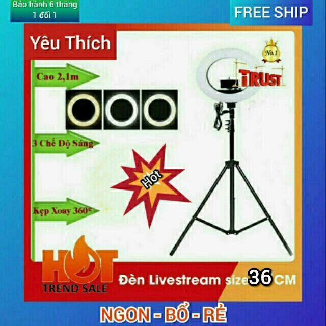 ĐÈN LIVESTREAM 36CM CHÂN 2.1M KÈM KẸP ĐT