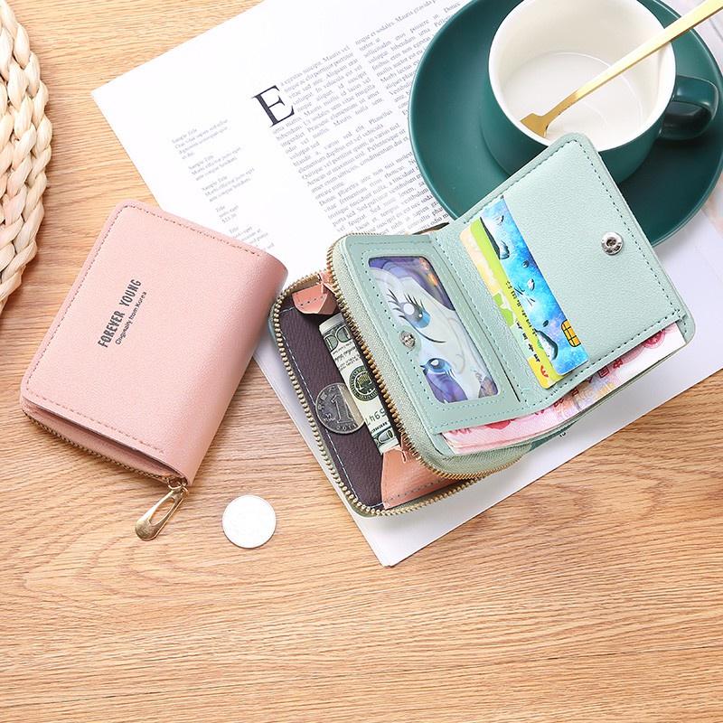 Ví nữ ngắn mini cầm tay bỏ túi nhỏ gọn đựng tiền nhiều ngăn giá rẻ thời trang Hàn Quốc dễ thương LUKADO VN27
