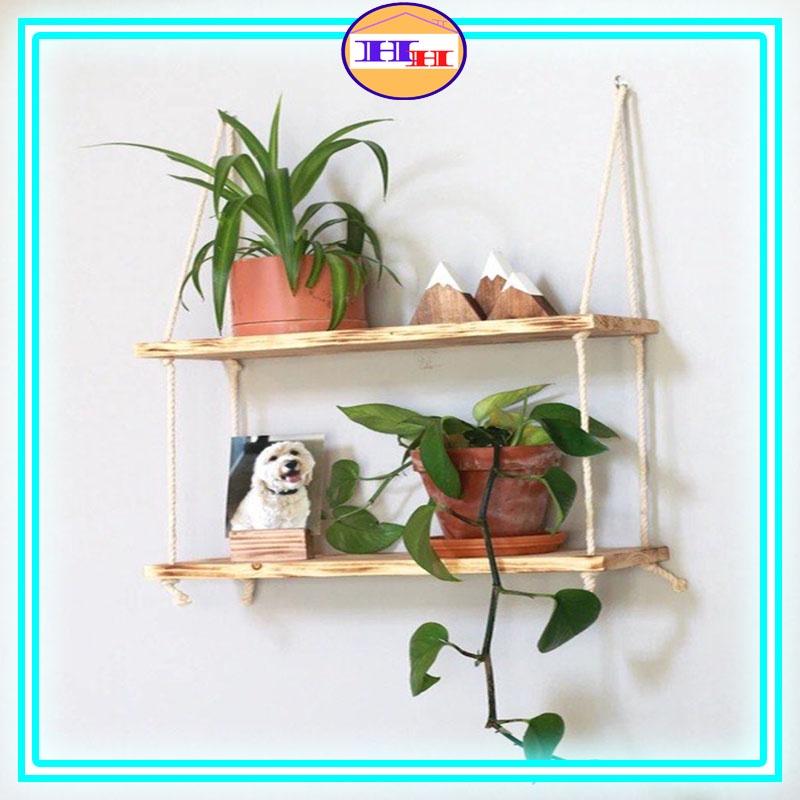 Kệ gỗ treo tường dây thừng nhiều kích thước