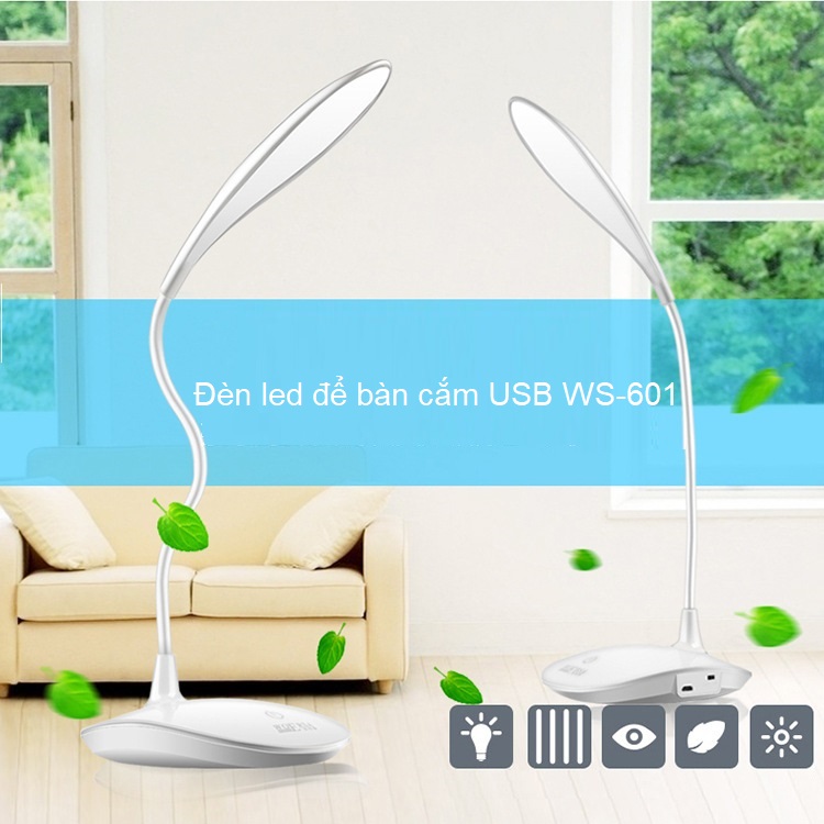 Đèn led để bàn đọc sách cắm USB thân đèn uốn cong
