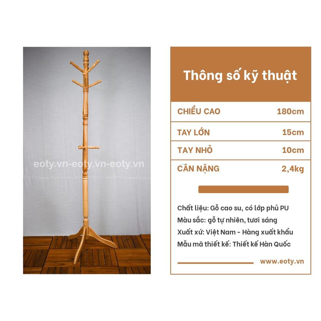 Cây treo quần áo đứng bằng gỗ cao su 1m8 Standing Hanger móc quần áo, mũ, túi xách