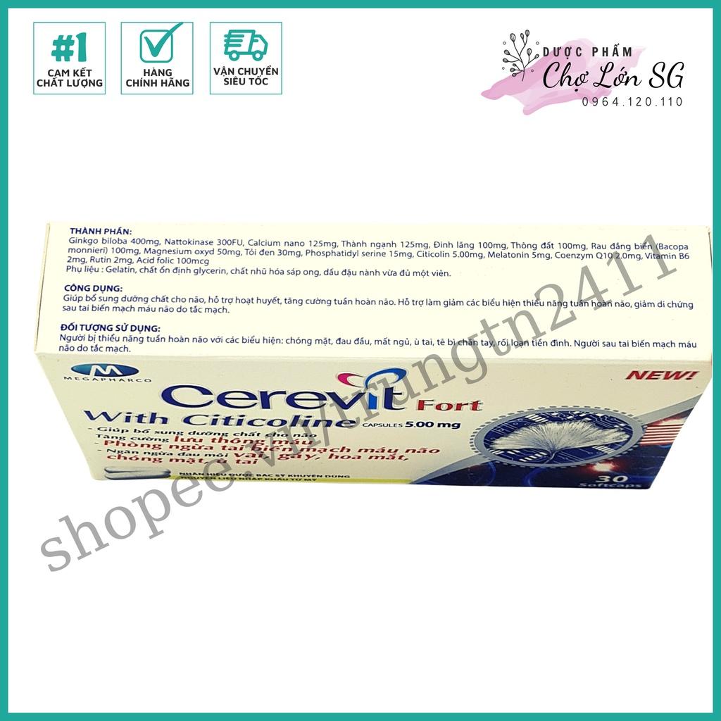 Viên uống bổ não CEREVIT FORT trắng giảm đau đầu, mất ngủ, hoa mắt chóng mặt – Hộp 30 viên